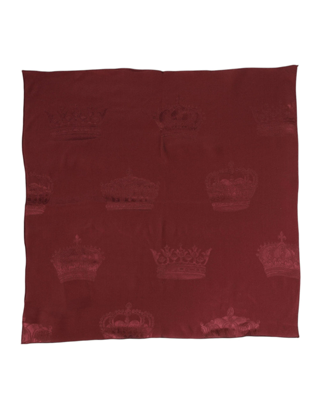 Dolce &amp;amp; Gabbana Maroon Silk Crown Square Herr Foulard Halsduk