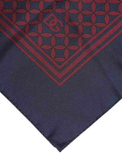 Dolce &amp;amp; Gabbana Röd Blå Mönstrad Siden Fyrkantig Herr Foulard Halsduk