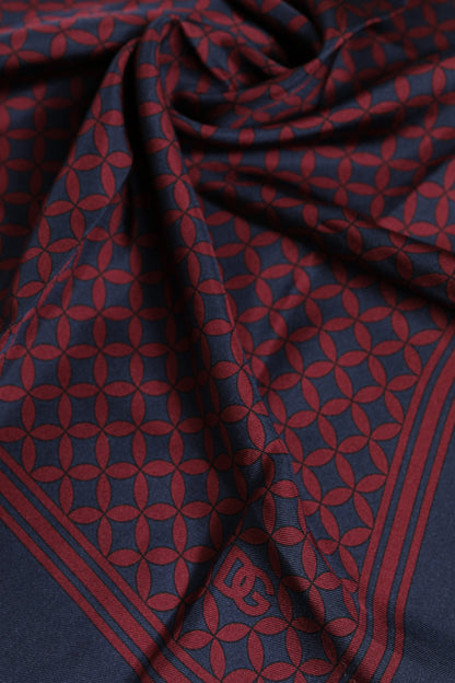 Dolce &amp;amp; Gabbana Röd Blå Mönstrad Siden Fyrkantig Herr Foulard Halsduk