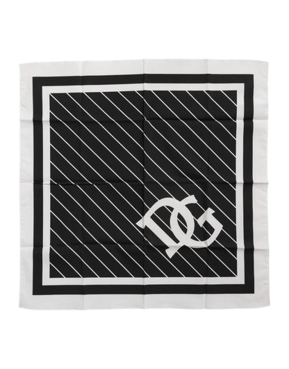 Dolce &amp;amp; Gabbana Svartvit DG Logo Fyrkantig Herrhalsduk