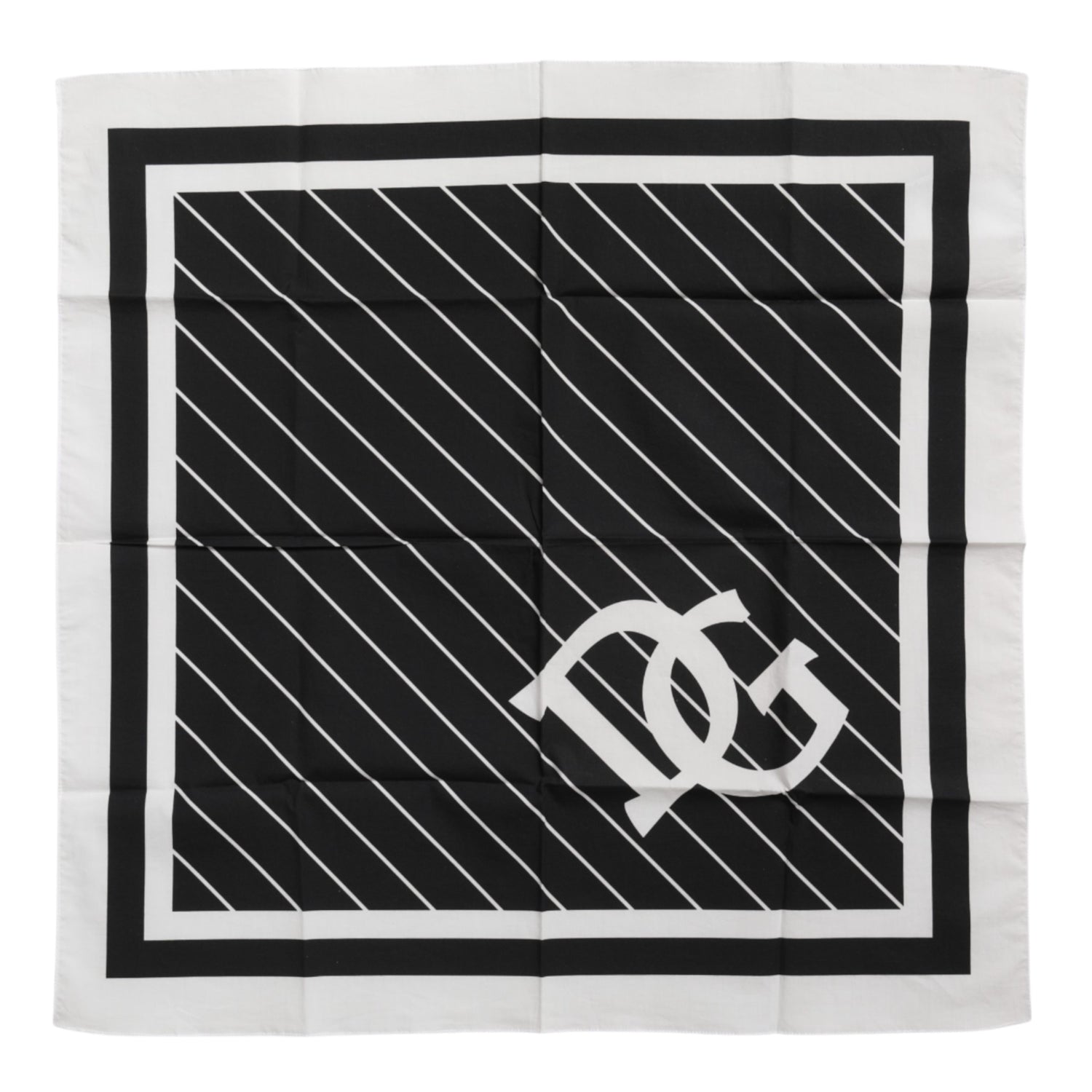 Dolce &amp;amp; Gabbana Svartvit DG Logo Fyrkantig Herrhalsduk