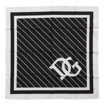 Dolce &amp;amp; Gabbana Svartvit DG Logo Fyrkantig Herrhalsduk