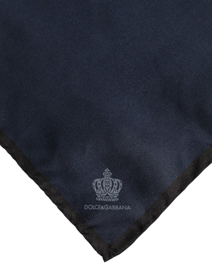 Dolce &amp;amp; Gabbana Blå DG Crown Siden Fyrkantig Herr Foulard Halsduk