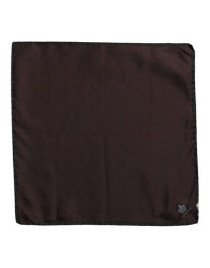 Dolce &amp;amp; Gabbana Brun DG Crown Siden Fyrkantig Herr Foulard Halsduk