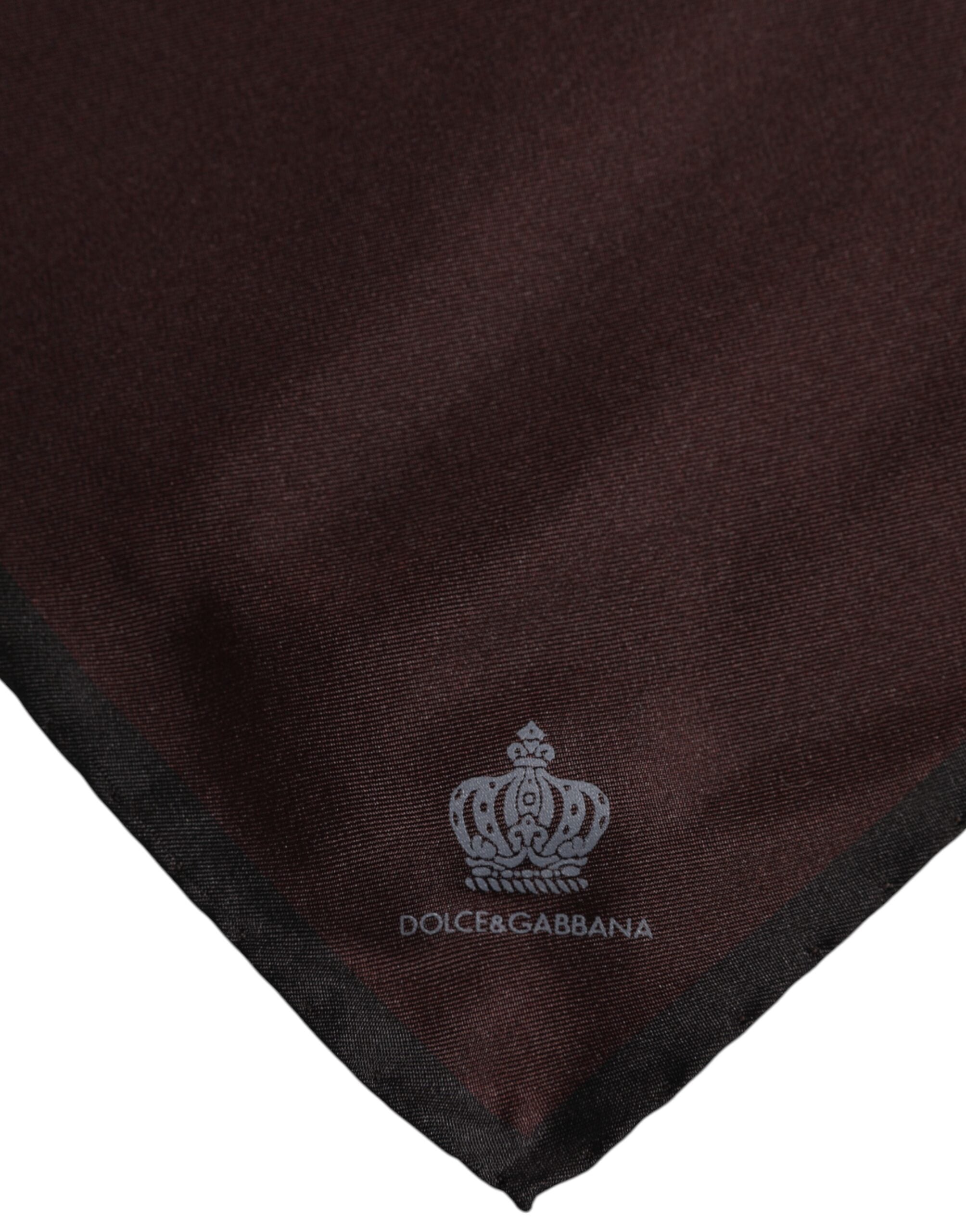 Dolce &amp;amp; Gabbana Brun DG Crown Siden Fyrkantig Herr Foulard Halsduk