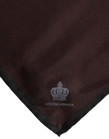 Dolce &amp;amp; Gabbana Brun DG Crown Siden Fyrkantig Herr Foulard Halsduk