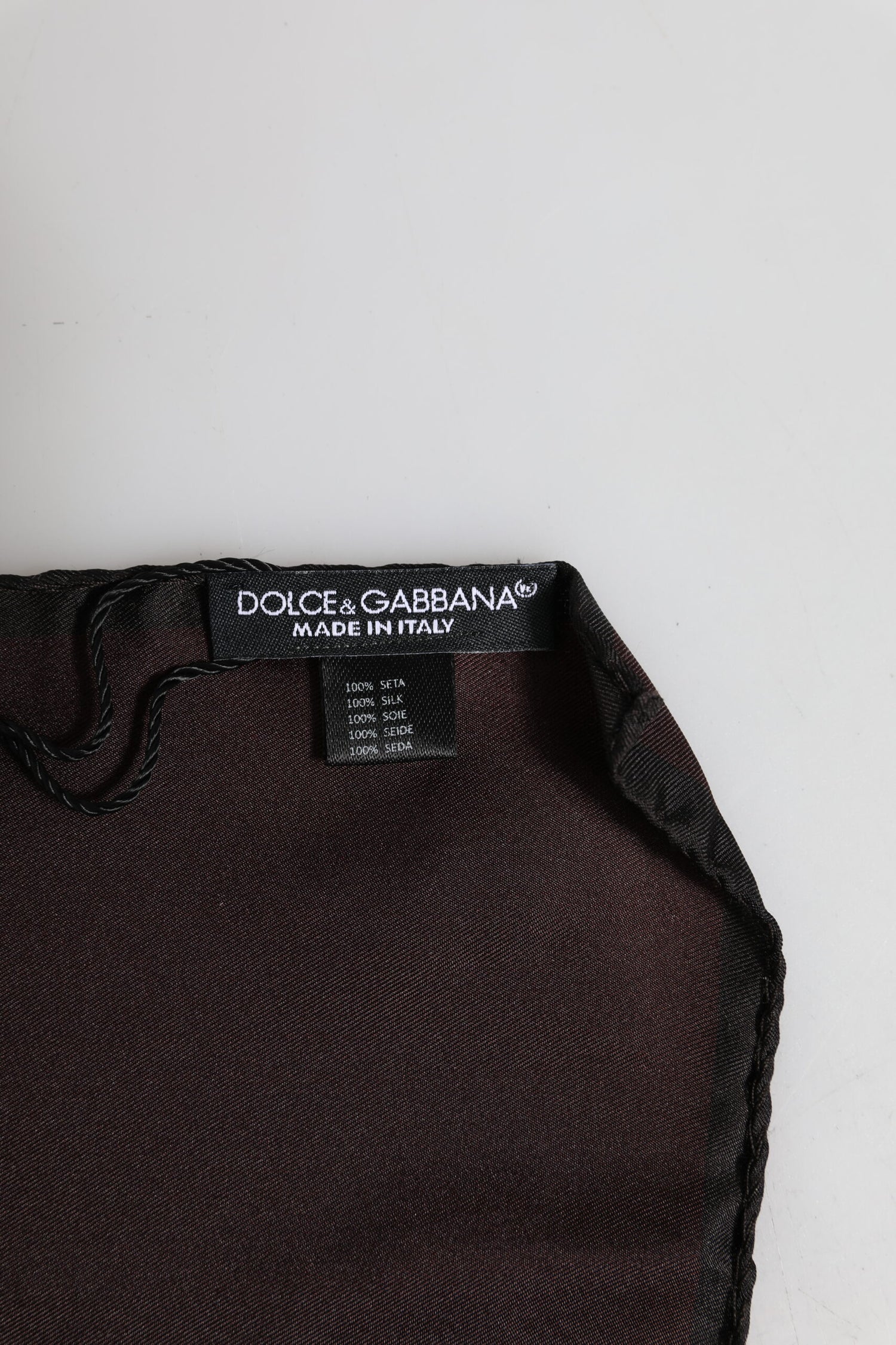 Dolce &amp;amp; Gabbana Brun DG Crown Siden Fyrkantig Herr Foulard Halsduk