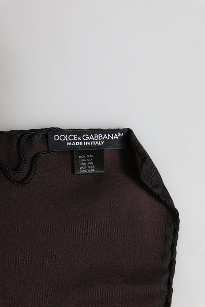 Dolce &amp;amp; Gabbana Brun DG Crown Siden Fyrkantig Herr Foulard Halsduk
