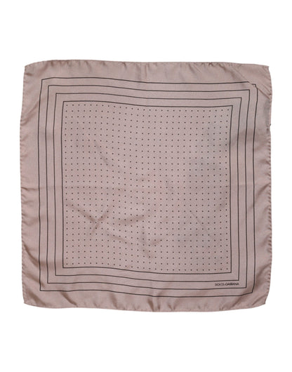 Dolce &amp;amp; Gabbana Beige Prickig Siden Fyrkantig Herr Foulard Halsduk