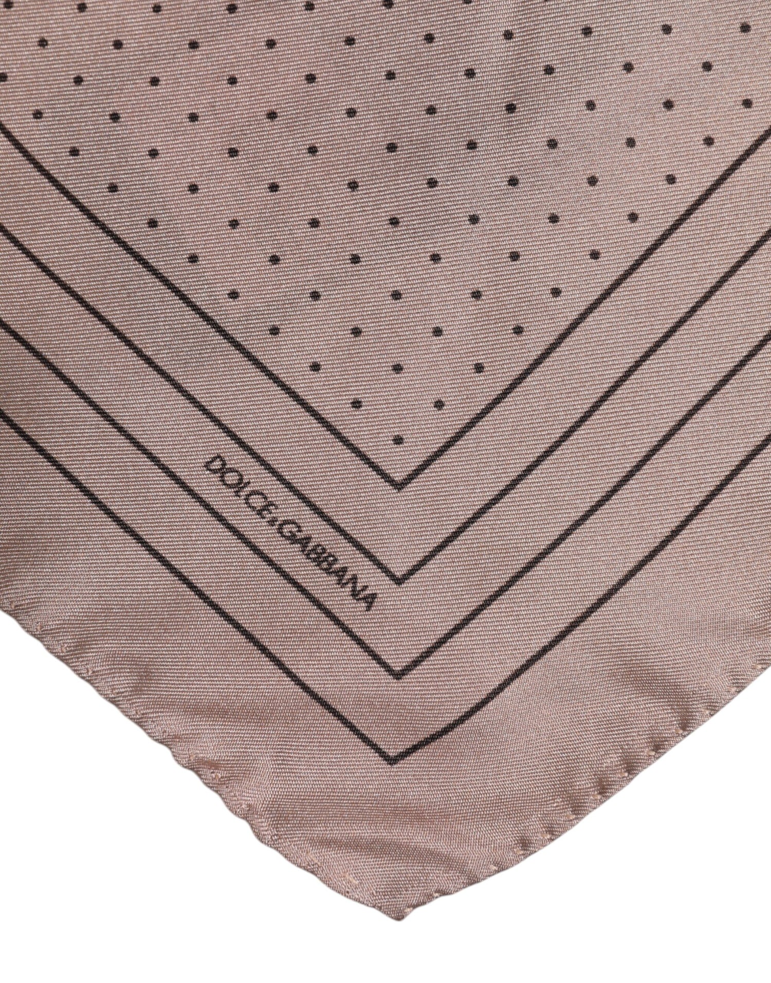 Dolce &amp;amp; Gabbana Beige Prickig Siden Fyrkantig Herr Foulard Halsduk