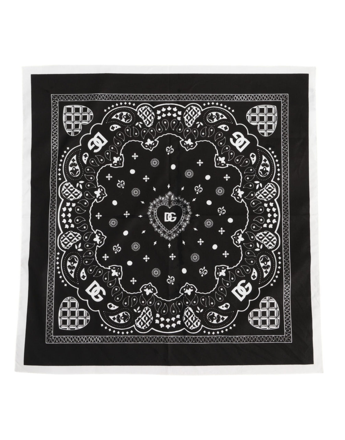 Dolce &amp;amp; Gabbana Svartvit Bandana Fyrkantig Herr Foulard Halsduk