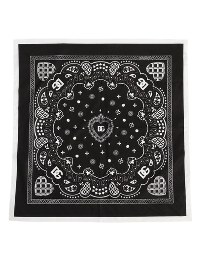 Dolce &amp;amp; Gabbana Svartvit Bandana Fyrkantig Herr Foulard Halsduk