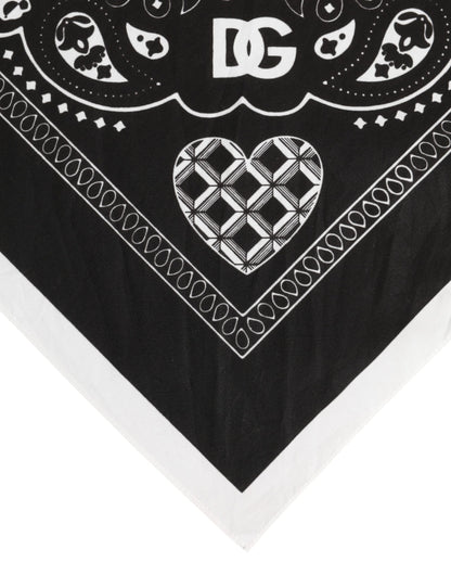 Dolce &amp;amp; Gabbana Svartvit Bandana Fyrkantig Herr Foulard Halsduk
