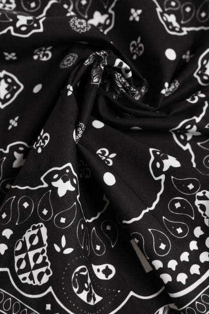 Dolce &amp;amp; Gabbana Svartvit Bandana Fyrkantig Herr Foulard Halsduk
