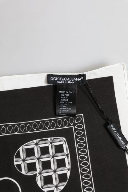 Dolce &amp;amp; Gabbana Svartvit Bandana Fyrkantig Herr Foulard Halsduk