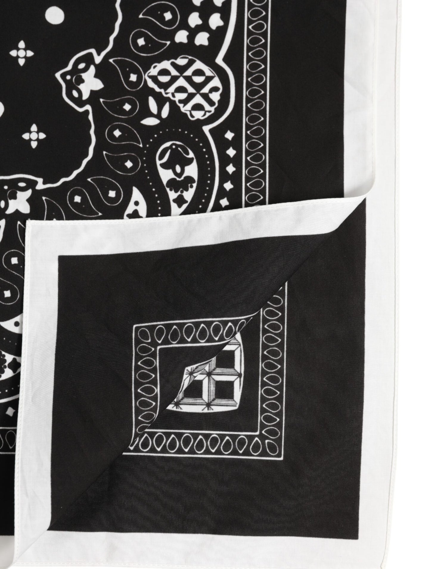 Dolce &amp;amp; Gabbana Svartvit Bandana Fyrkantig Herr Foulard Halsduk