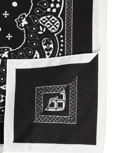 Dolce &amp;amp; Gabbana Svartvit Bandana Fyrkantig Herr Foulard Halsduk