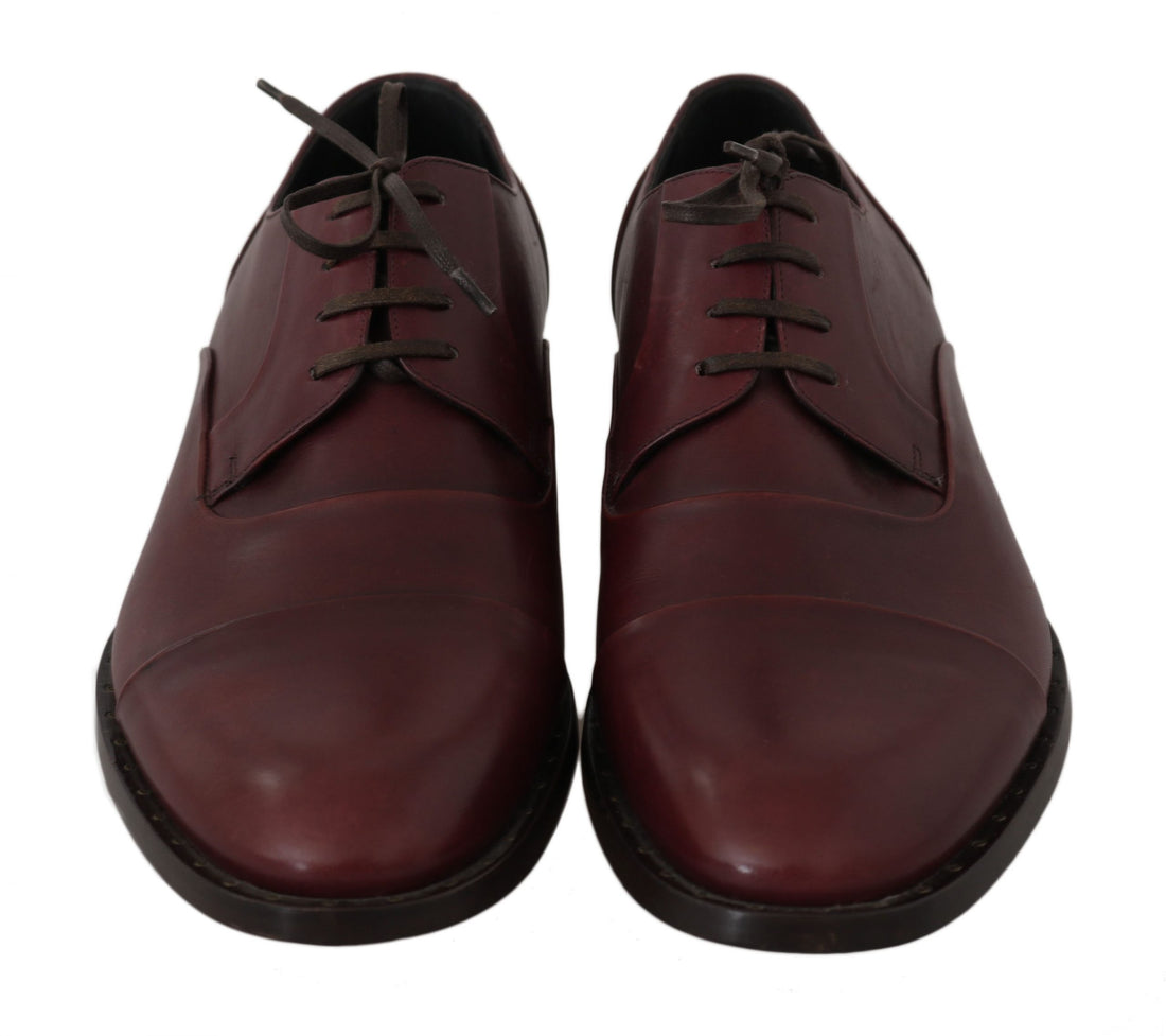 Dolce &amp;amp; Gabbana Röda Bordeaux Läder Derby Formella Skor