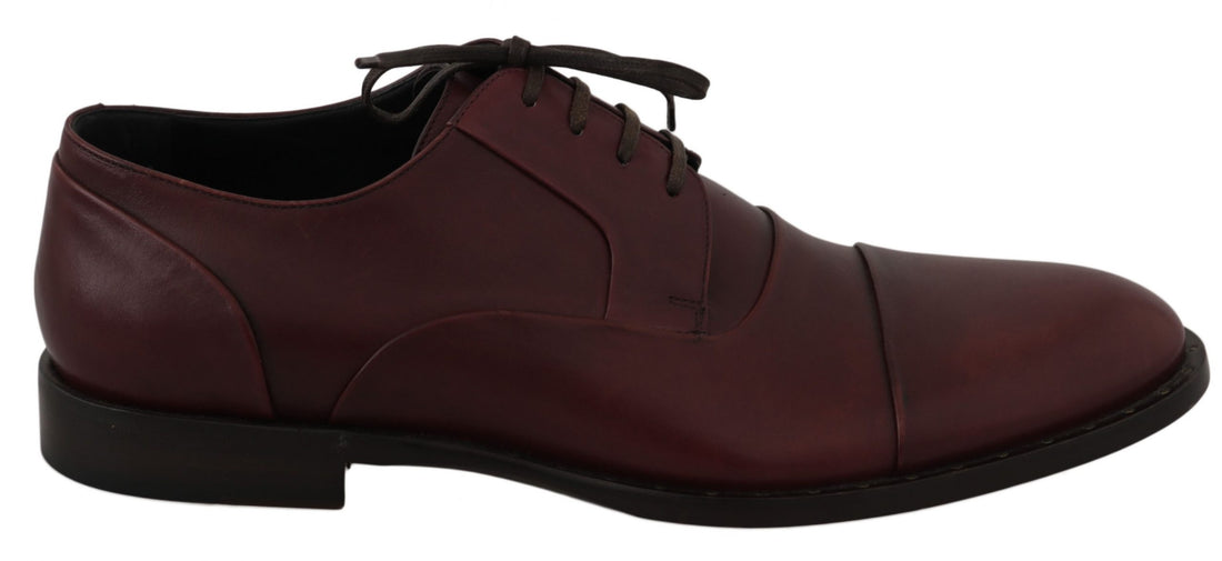 Dolce &amp;amp; Gabbana Röda Bordeaux Läder Derby Formella Skor