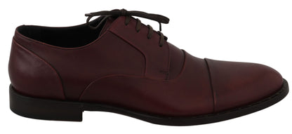 Dolce &amp;amp; Gabbana Röda Bordeaux Läder Derby Formella Skor