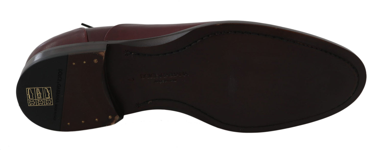 Dolce &amp;amp; Gabbana Röda Bordeaux Läder Derby Formella Skor