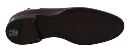 Dolce &amp;amp; Gabbana Röda Bordeaux Läder Derby Formella Skor