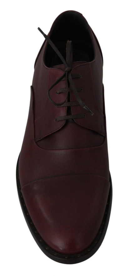Dolce &amp;amp; Gabbana Röda Bordeaux Läder Derby Formella Skor