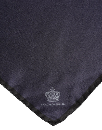 Dolce &amp;amp; Gabbana Blå DG Crown Siden Fyrkantig Herr Foulard Halsduk