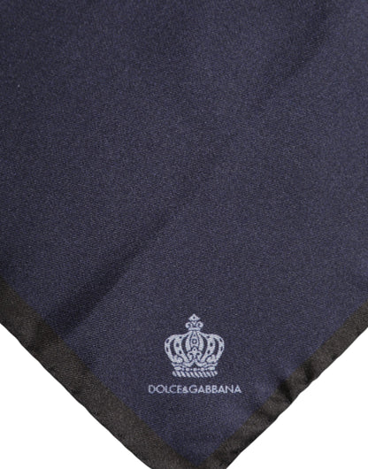 Dolce &amp;amp; Gabbana Blå DG Crown Siden Fyrkantig Herr Foulard Halsduk