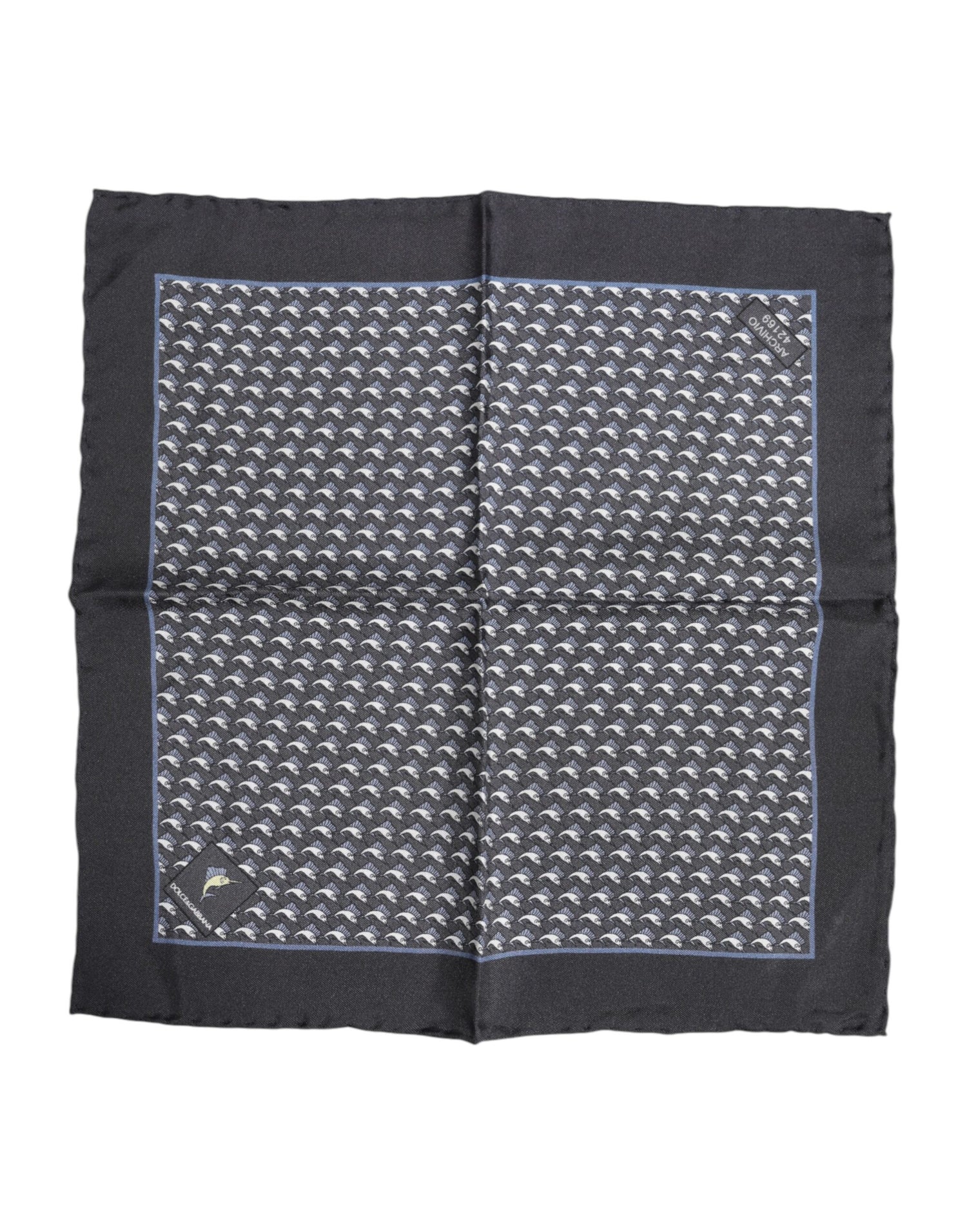 Dolce &amp;amp; Gabbana Svart Fiskmönstrad Sidensjalett Herr Foulard