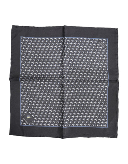 Dolce &amp;amp; Gabbana Svart Fiskmönstrad Sidensjalett Herr Foulard