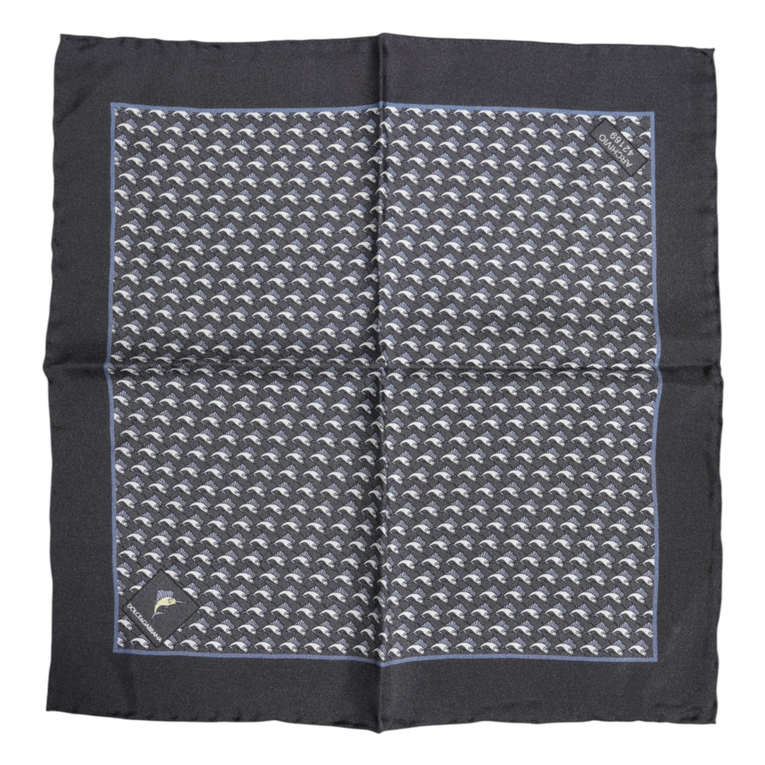 Dolce &amp;amp; Gabbana Svart Fiskmönstrad Sidensjalett Herr Foulard