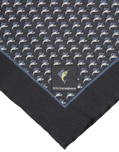 Dolce &amp;amp; Gabbana Svart Fiskmönstrad Sidensjalett Herr Foulard