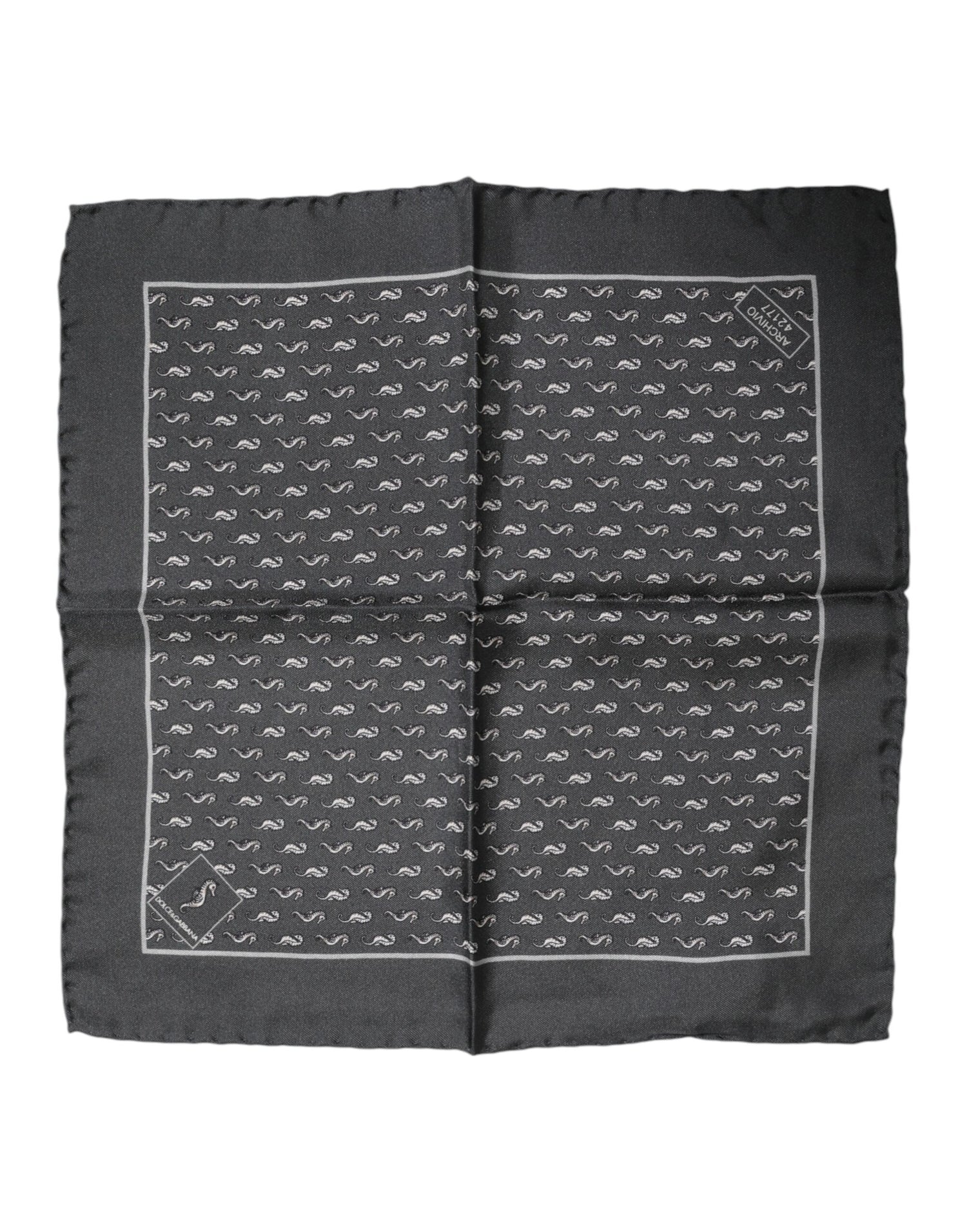 Dolce &amp;amp; Gabbana Svart Fiskmönstrad Sidensjalett Herr Foulard
