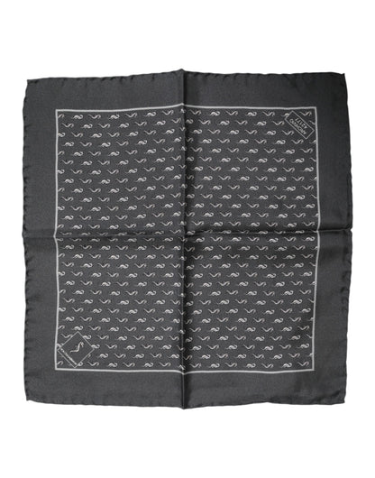Dolce &amp;amp; Gabbana Svart Fiskmönstrad Sidensjalett Herr Foulard