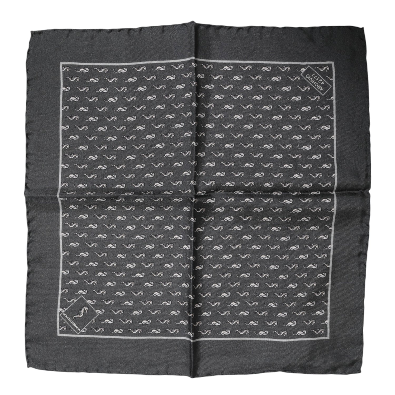 Dolce &amp;amp; Gabbana Svart Fiskmönstrad Sidensjalett Herr Foulard