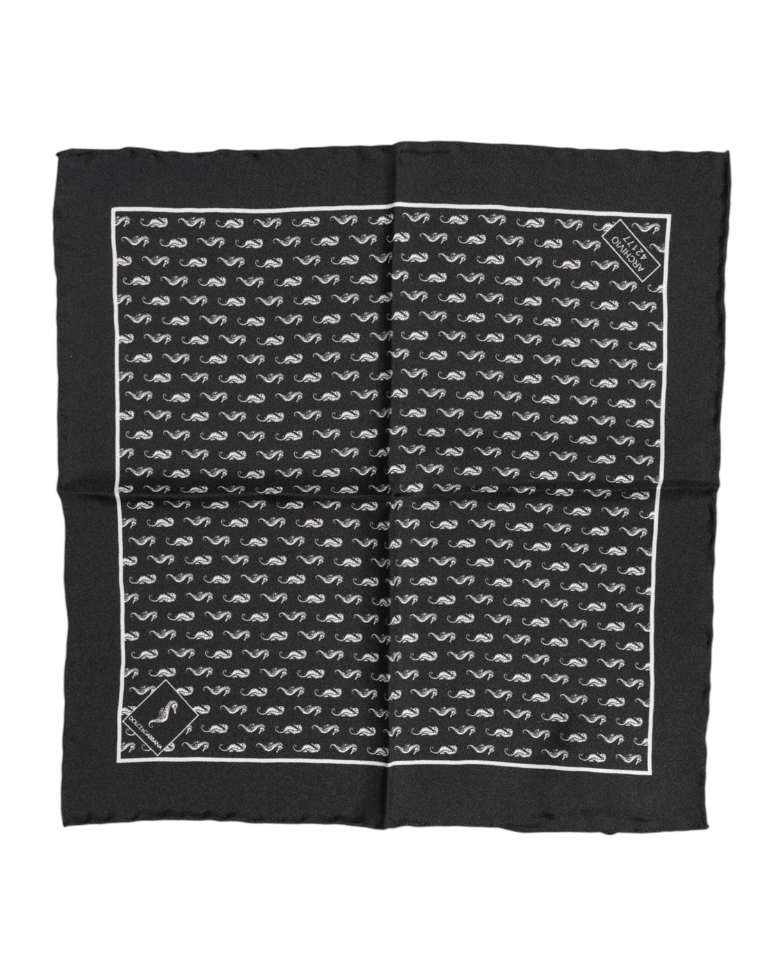 Dolce &amp;amp; Gabbana Svart Havshäst Siden Fyrkantig Herr Foulard Halsduk