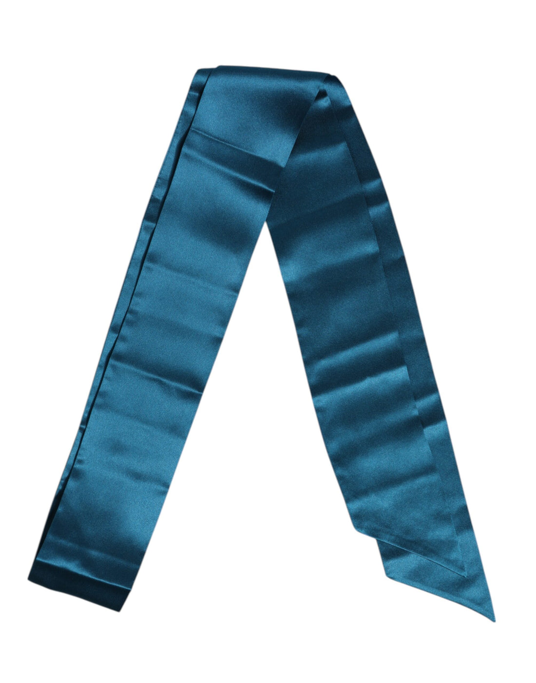 Dolce &amp;amp; Gabbana Blå Satin Siden Smal Foulard Omlottscarf