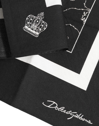 Dolce &amp;amp; Gabbana Svartvit Mönstrad Fyrkantig Herrhalsduk