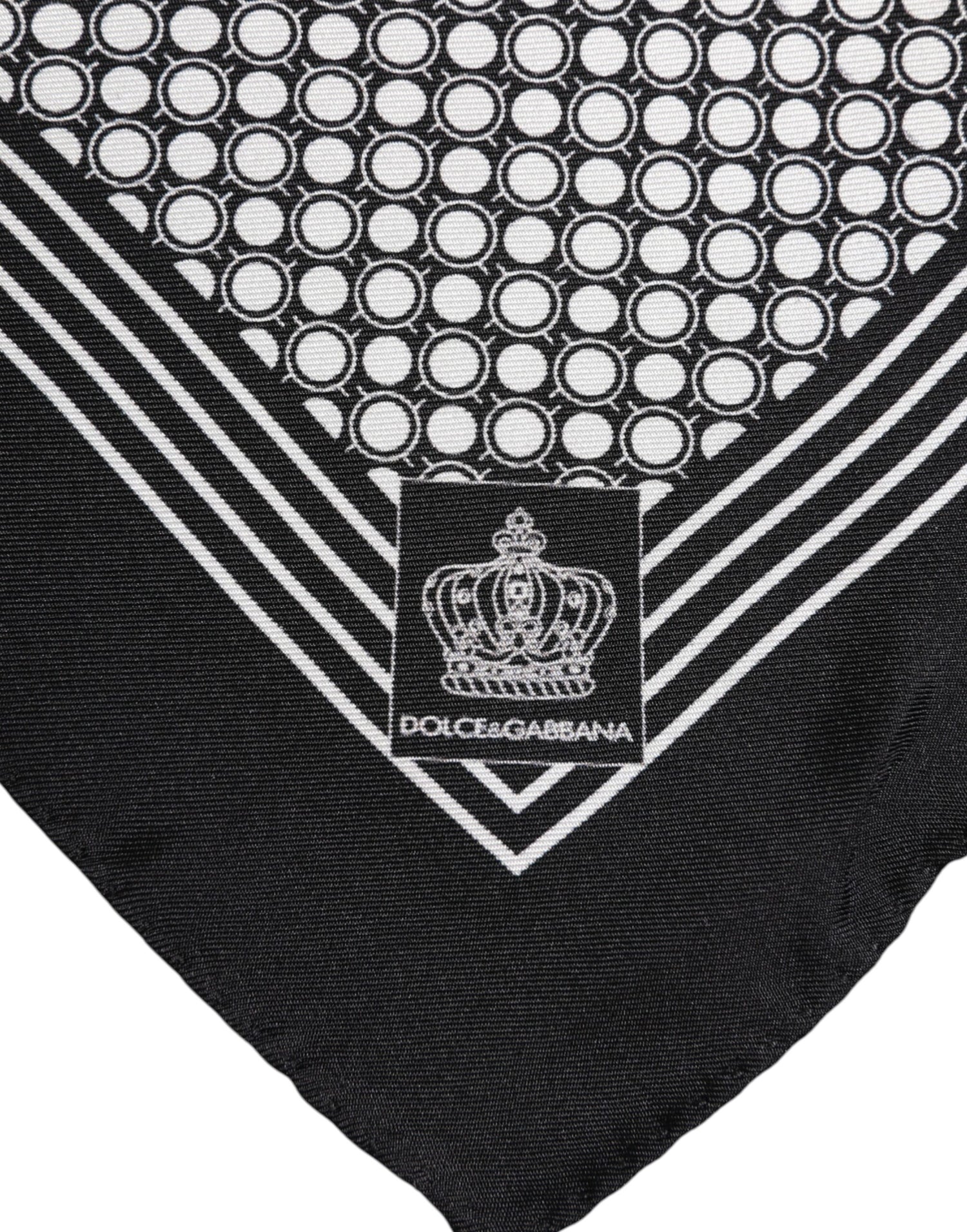 Dolce &amp;amp; Gabbana Svartvit Mönstrad Fyrkantig Herrhalsduk