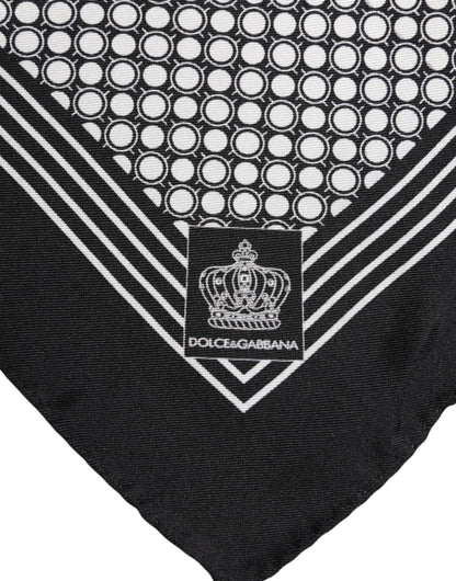 Dolce &amp;amp; Gabbana Svartvit Mönstrad Fyrkantig Herrhalsduk