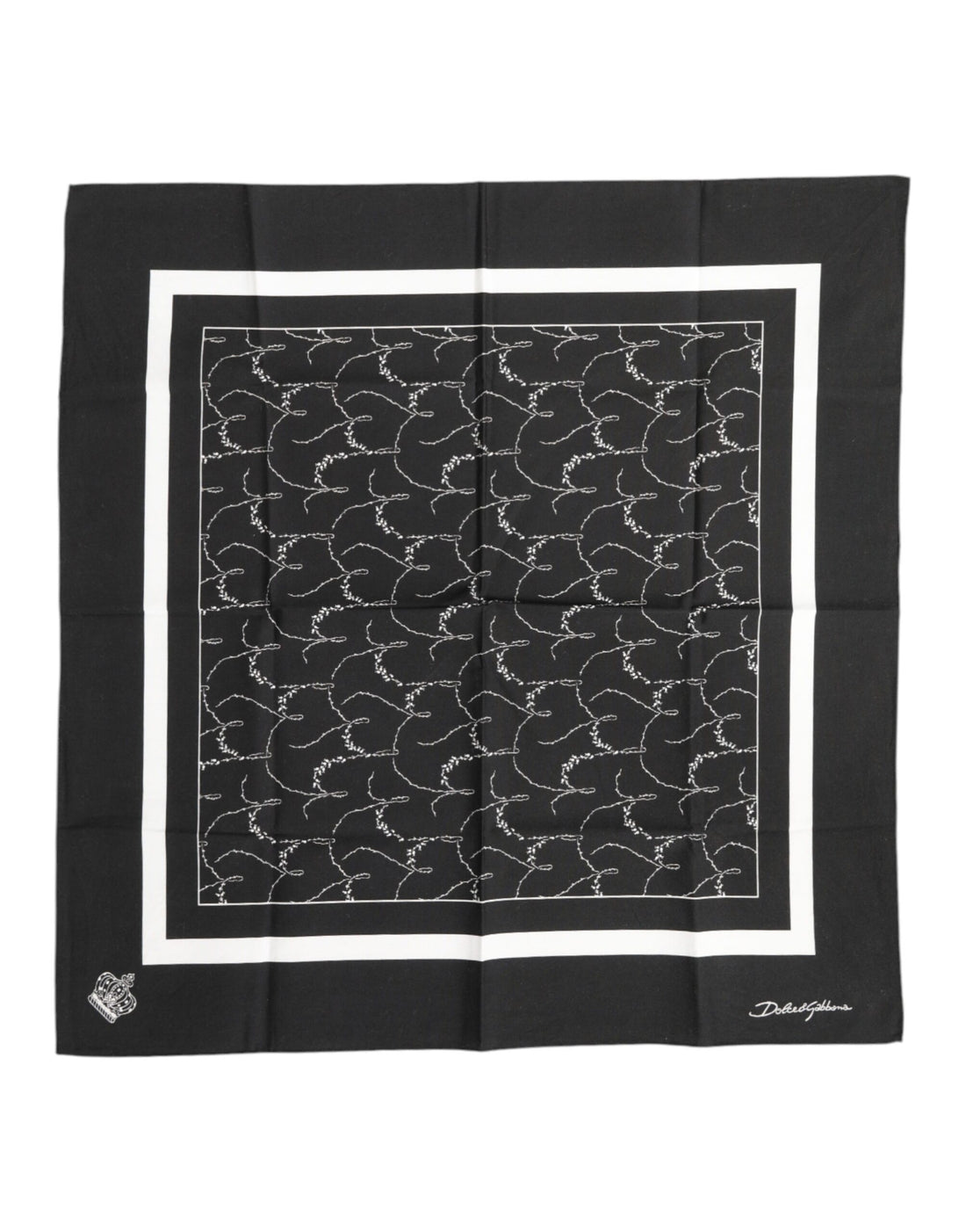 Dolce &amp;amp; Gabbana Svartvit Mönstrad Fyrkantig Foulard Halsduk