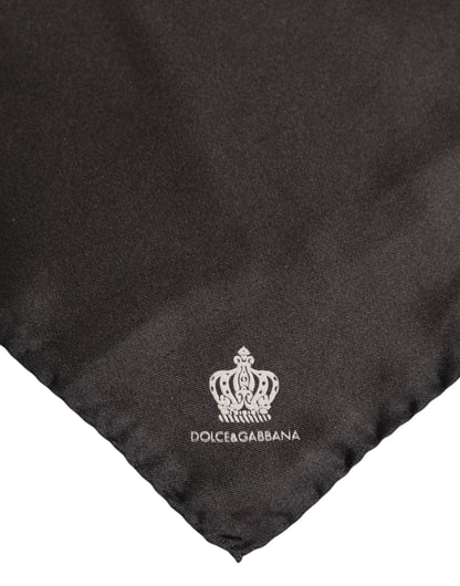 Dolce &amp;amp; Gabbana Brun DG Crown Siden Fyrkantig Herr Foulard Halsduk