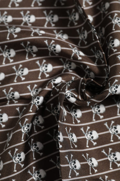 Dolce &amp;amp; Gabbana Brun Skull Siden Fyrkantig Herrhalsduk