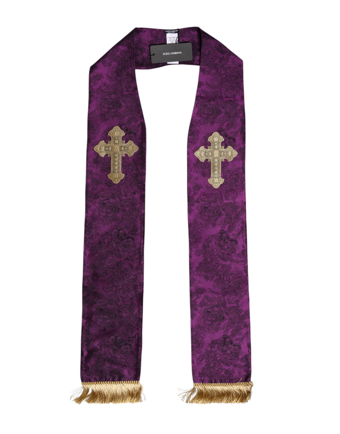 Dolce &amp;amp; Gabbana Lila Sidenfransar Kors Herr Foulard Halsduk