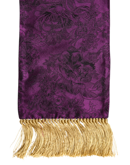 Dolce &amp;amp; Gabbana Lila Sidenfransar Kors Herr Foulard Halsduk