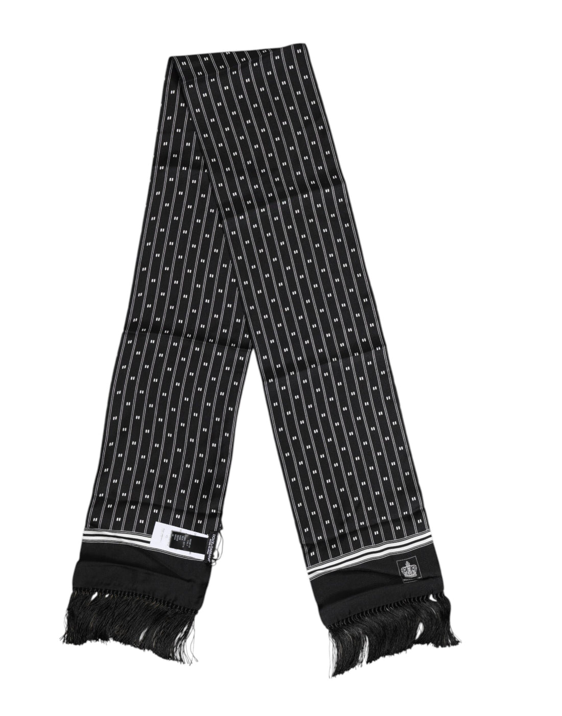 Dolce &amp;amp; Gabbana Svart Sidenmönstrad Franshalsduk Herr Foulard