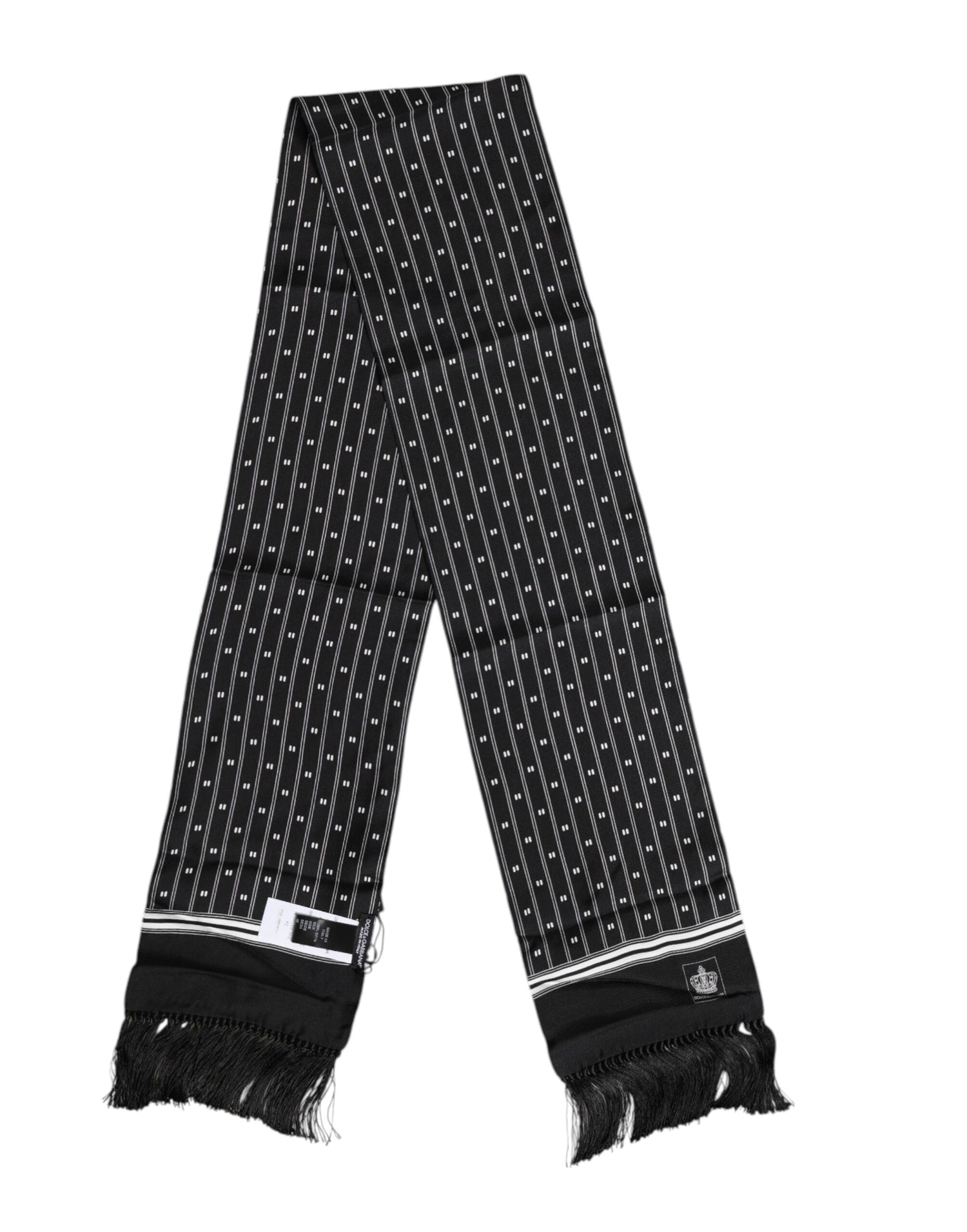 Dolce &amp;amp; Gabbana Svart Sidenmönstrad Franshalsduk Herr Foulard