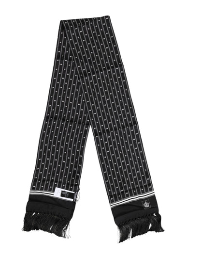 Dolce &amp;amp; Gabbana Svart Sidenmönstrad Franshalsduk Herr Foulard