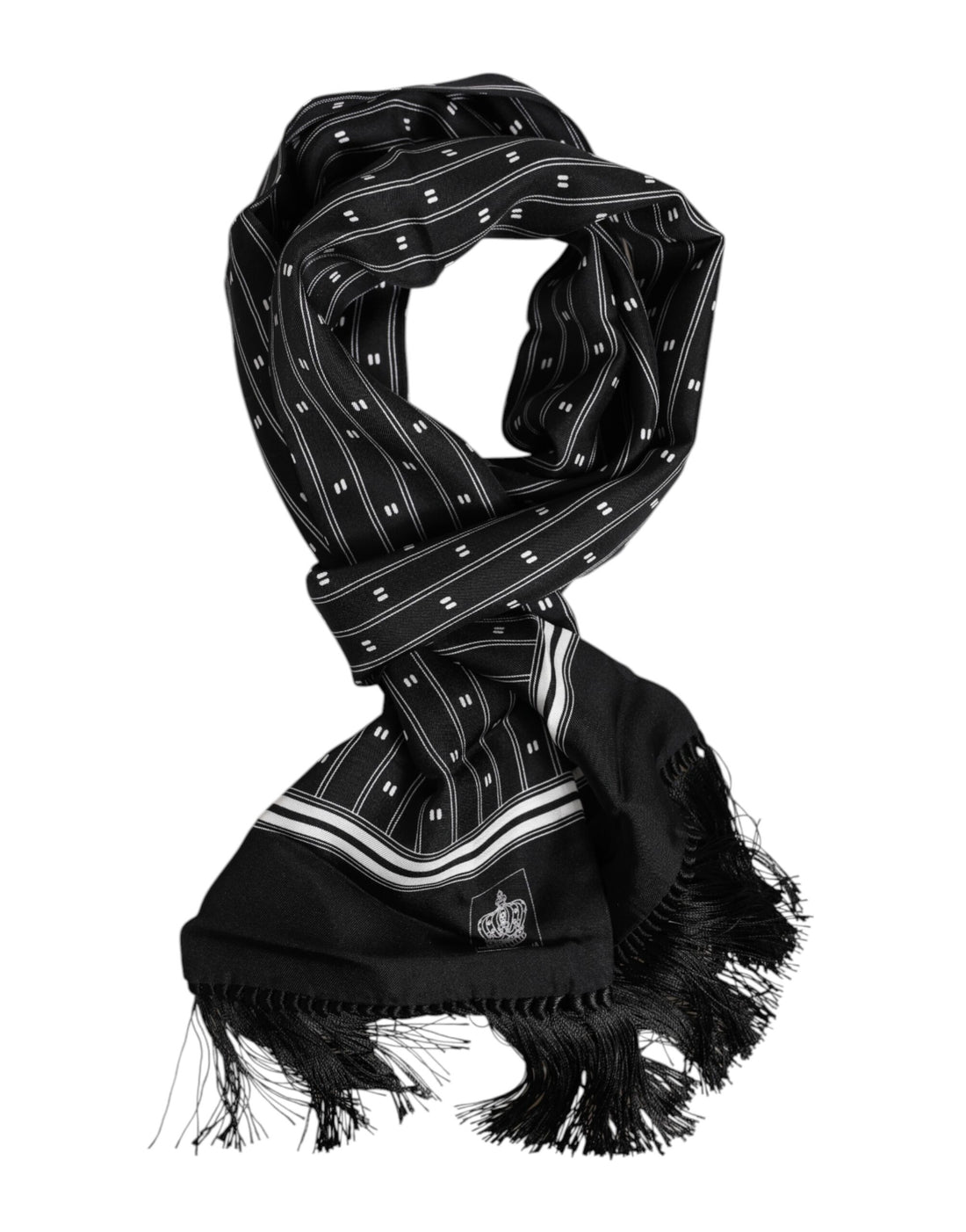 Dolce &amp;amp; Gabbana Svart Sidenmönstrad Franshalsduk Herr Foulard